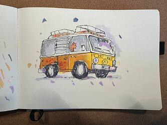 Colored sketch of a car